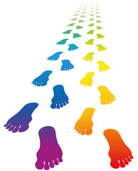 Footprints Love Couple Rainbow Colors