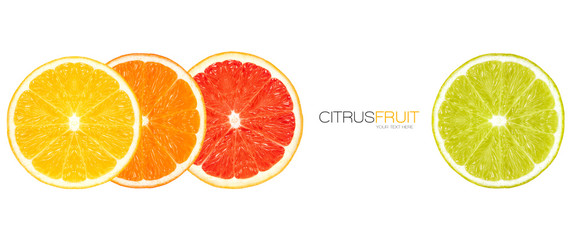 Closeup of Healthy Fresh Citrus Fruits. Template Design