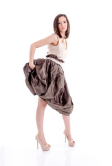 Naklejka premium Beautiful woman in a brown dress