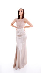 Beautiful woman in a brown dress