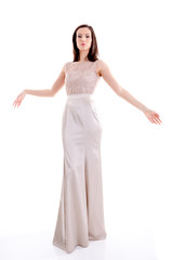 Beautiful woman in a brown dress