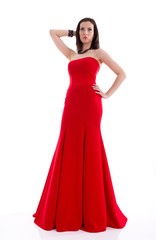 Fototapeta premium Beautiful woman in a red dress