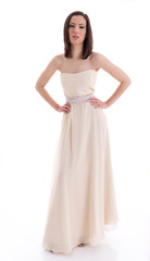 Beautiful woman in a brown dress