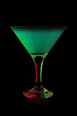 Cocktail in glass.