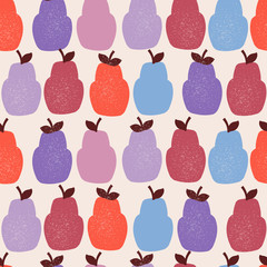 Funny retro seamless pattern with pears