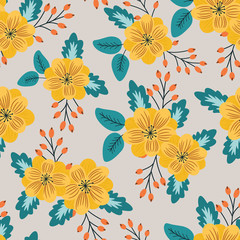 Fototapeta na wymiar Blooming flowers - vector floral seamless pattern