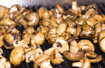 cooking mushrooms on the grill