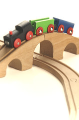 Wooden toy train setup