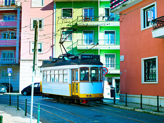 Naklejka na ściany i meble Lisbon colorful street, Portugal