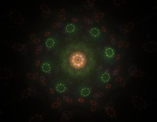 Lacy colorful clockwork pattern, digital fractal art design