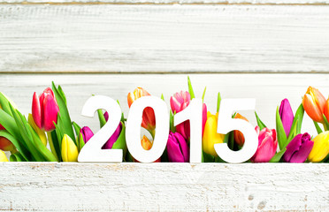 2015 Jahr mit Blumen