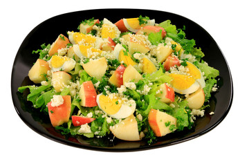 Green salad with eggs and apples