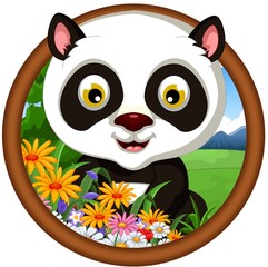 panda cartoon in frame