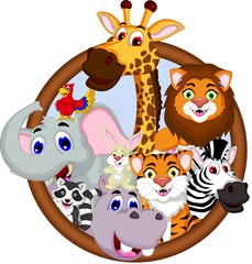 funny animal cartoon collection in frame