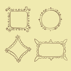 Set of doodle frames. Hand drawn vector collection.