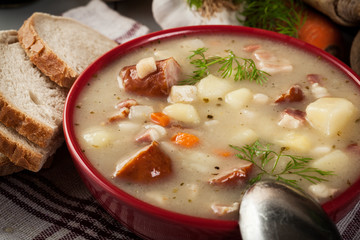 Sour soup made of rye flour