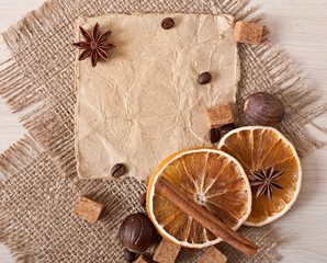 paper menu and spices