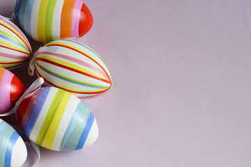Decorated Easter eggs on background