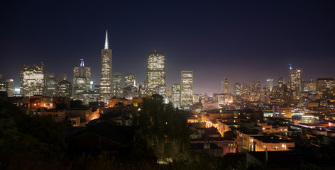 Fototapeta na wymiar Sky Glows Neighborhood Homes Buildings San Francisco