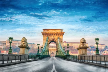 Papier Peint photo Lavable Budapest Pont des chaînes Budapest Hongrie