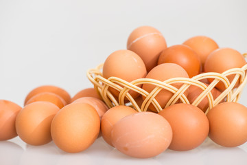 fresh egg and broken eggs isolated on white background