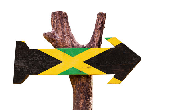 Jamaica Flag sign isolated on white background