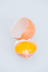 fresh egg and broken eggs isolated on white background
