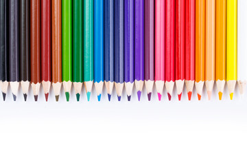 Colour pencils isolated on white background