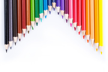 Colour pencils isolated on white background