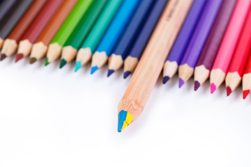 Colour pencils isolated on white background