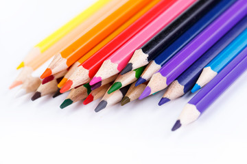 Colour pencils isolated on white background