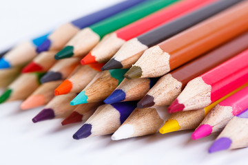 Colour pencils isolated on white background