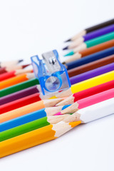 Colour pencils isolated on white background