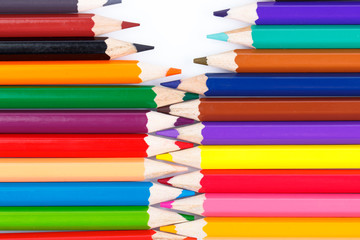 Colour pencils isolated on white background
