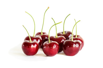 Berries of sweet cherry on a white background