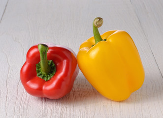 Fresh peppers on wooden