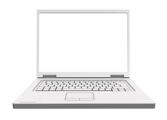 Fototapeta premium Laptop with blank white screen isolated over white.