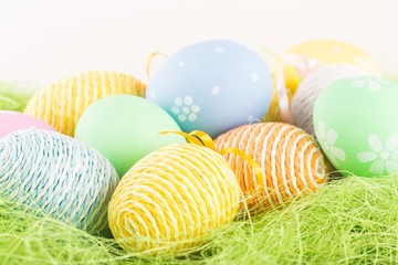 colorful easter eggs on white