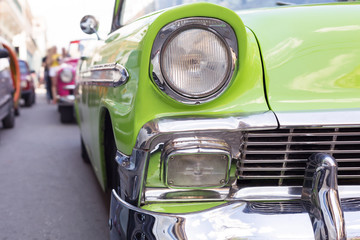 Headlight of oldtimer. Havana, Cuba