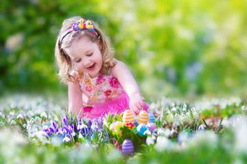 Little girl at egg hunt