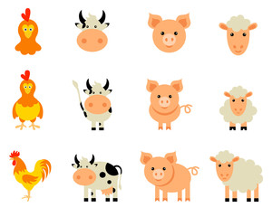 Obraz premium Vector Set of isolated Farm Animals