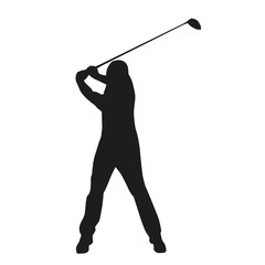 Golf swing. Vector golfer silhouette