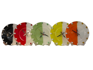 Colorful stylish food concept wall clocks isolated over white