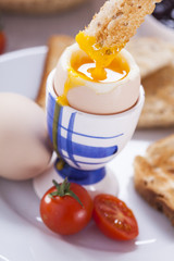 English breakfast on white wooden table