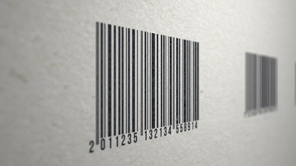 Animation of barcodes on paper texture scanned by a barcode read