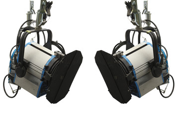 Studio lighting stage equipment isolated over white