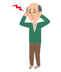 An elderly man suffering from a headache