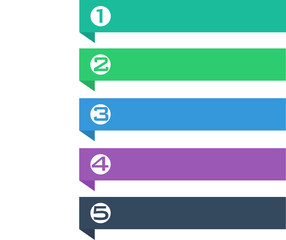 Numbered set of rectangle labels in flat design