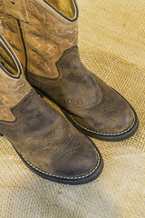 Cowboy Boots on Burlap