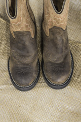 Cowboy Boots on Burlap
